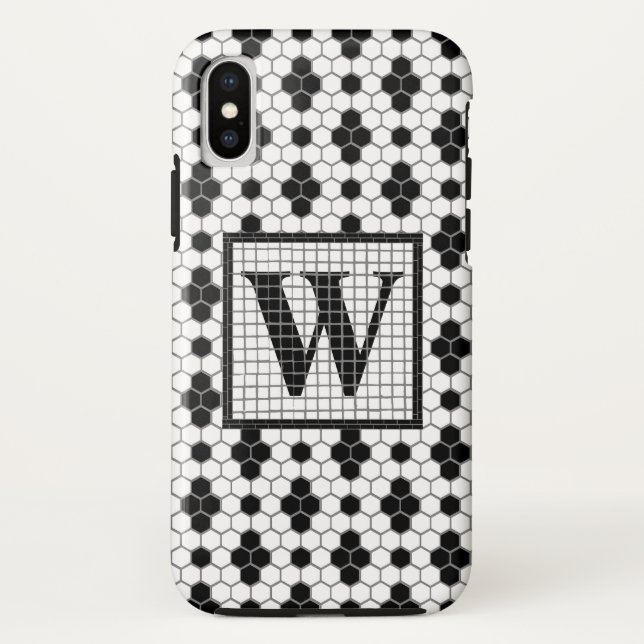 Hex Tile Print Monogram Phone Case (Rückseite)