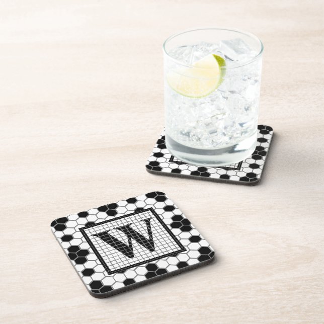 Hex Tile Print Monogram Untersetzer (Rechte Seite)