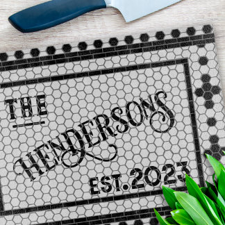 Hex Tile Print Personalisiert Glass Cutting Board Schneidebrett