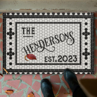 Hex Tile Print Personalized Door Mat Fußmatte