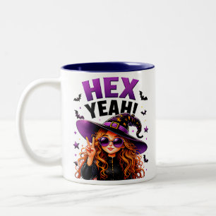 Hex Yeah Lustige Hexe Halloween Magie Zitat Zweifarbige Tasse