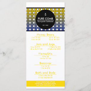 Hexa Honeycomb Apiary Honey Menu Menükarte