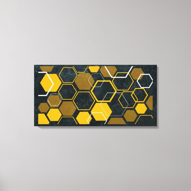HexaFlux: Futuristischer Hexagonalfluss Leinwanddruck (Vorderseite)