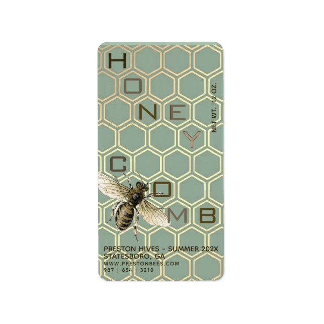 Hexagon 12oz Honey Comb Rücksendeadresse Label Adressaufkleber (Vorne)