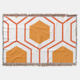 Hexagon abstract geometrical pattern in orange and decke
