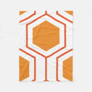 Hexagon abstract geometrical pattern in orange and fleecedecke