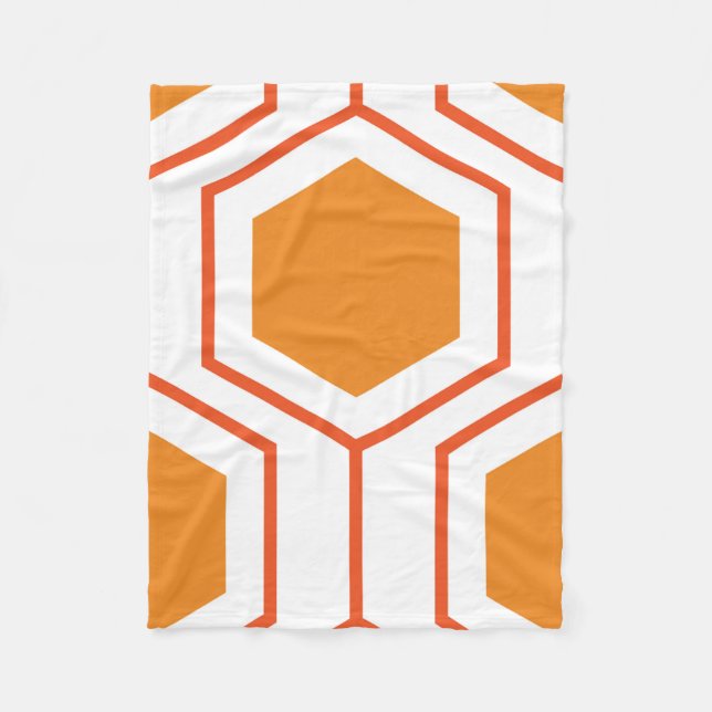 Hexagon abstract geometrical pattern in orange and fleecedecke (Vorderseite)