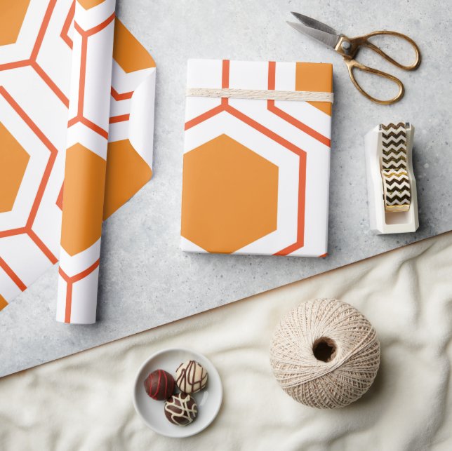 Hexagon abstract geometrical pattern in orange and geschenkpapier (Basteln)