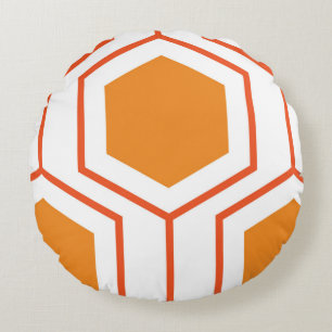 Hexagon abstract geometrical pattern in orange and rundes kissen