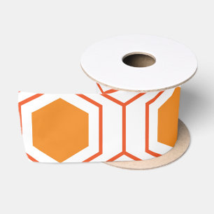 Hexagon abstract geometrical pattern in orange and satinband