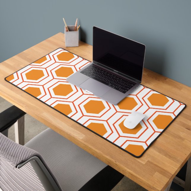 Hexagon abstract geometrical pattern in orange and schreibtischunterlage (Büro 2)