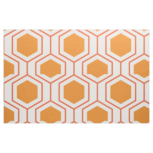 Hexagon abstract geometrical pattern in orange and stoff (Fat Quarter (45,7 x 55,9 cm))