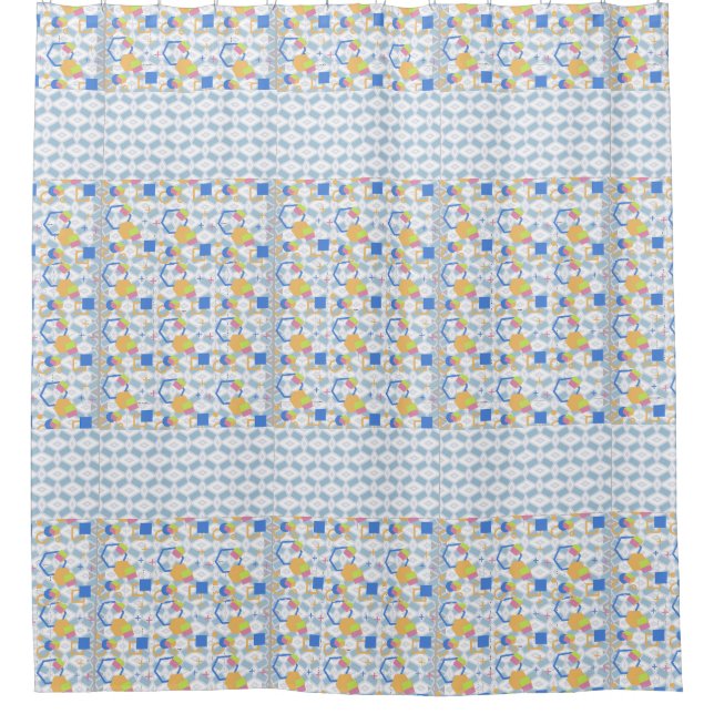 Hexagon Abstrakt Duschvorhang (Vorderseite)