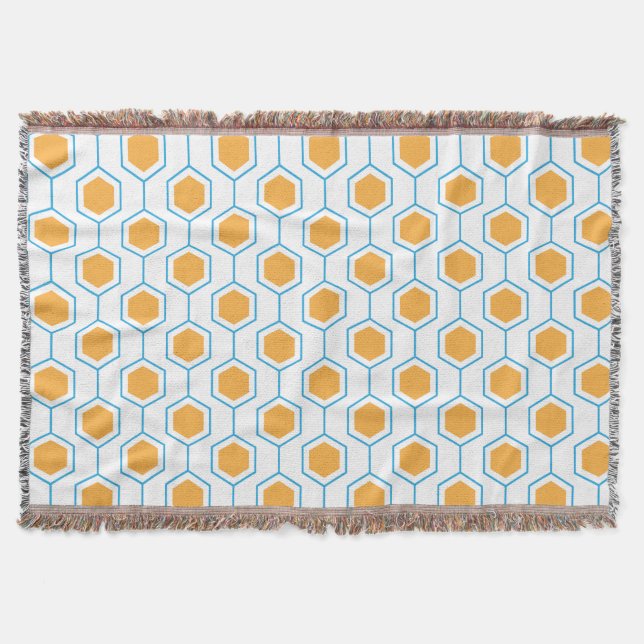 Hexagon abstraktes geometrisches Muster in orangef Decke (Vorderseite)