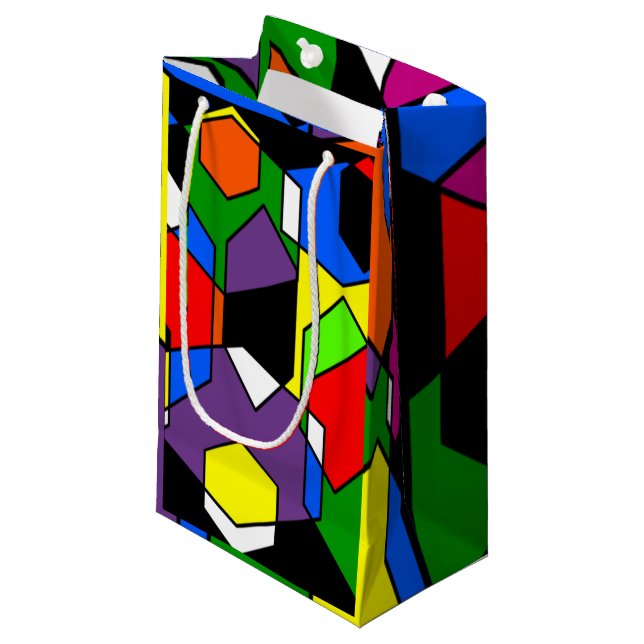 Hexagon Bauhaus Kleine Geschenktüte (Vorderseite Schrägansicht)