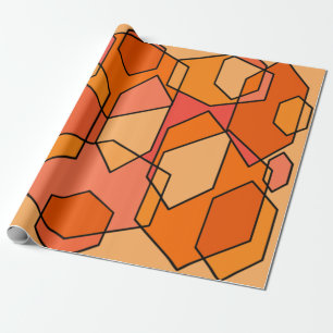 Hexagon Bauhaus - Orange  Geschenkpapier