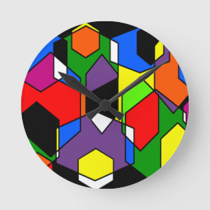 Hexagon Bauhaus  Runde Wanduhr