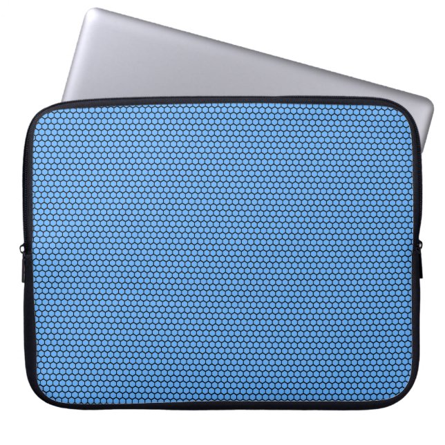 Hexagon Blue Black Pattern Laptopschutzhülle (Vorderseite)