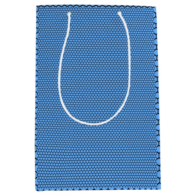 Hexagon Blue Black Pattern Mittlere Geschenktüte (Vorderseite)