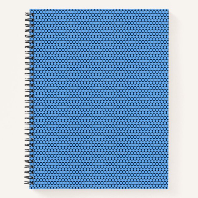 Hexagon Blue Black Pattern Notizbuch (Vorderseite)