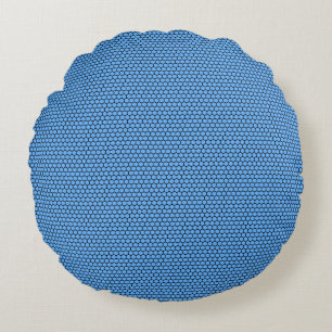 Hexagon Blue Black Pattern Rundes Kissen