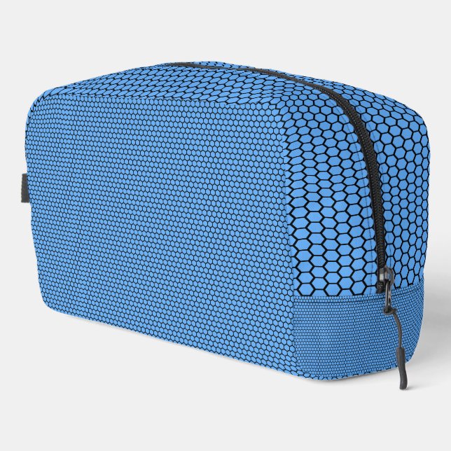 Hexagon Blue Black Pattern Toilettenbeutel Waschbeutel (Rechte Ecke)
