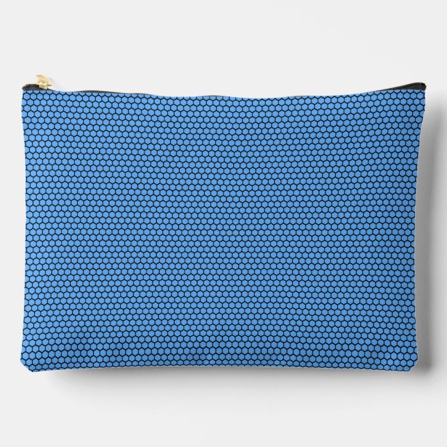 Hexagon Blue Black Pattern Zubehörtasche (Vorderseite)