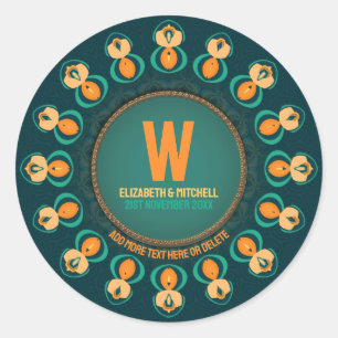 Hexagon Circle Monogram Keepake Plate Runder Aufkleber