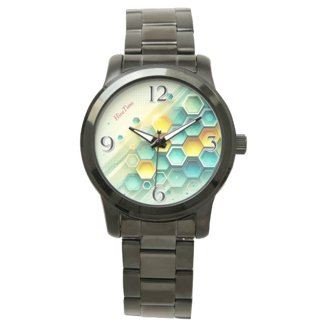 Hexagon-Design-Uhr für HiveTime individuell anpass Armbanduhr (Vorderseite)