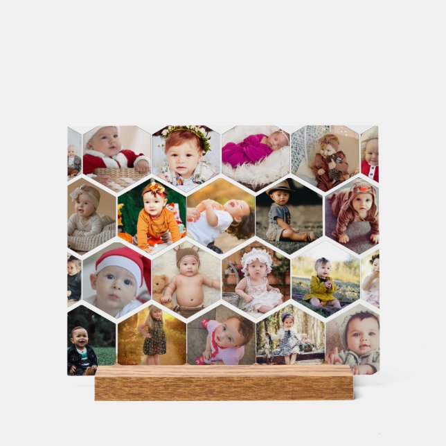 Hexagon Foto Collage Acrylschild (Vorderseite)