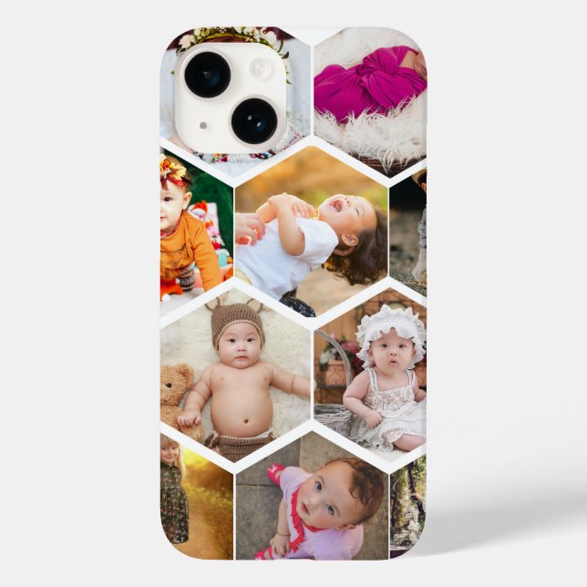 Hexagon Foto Collage Case-Mate iPhone 14 Hülle (Rückseite)