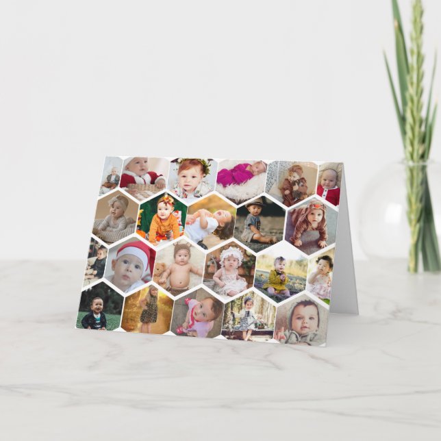 Hexagon Foto Collage Karte (Vorderseite)