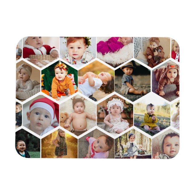 Hexagon Foto Collage Magnet (Horizontal)