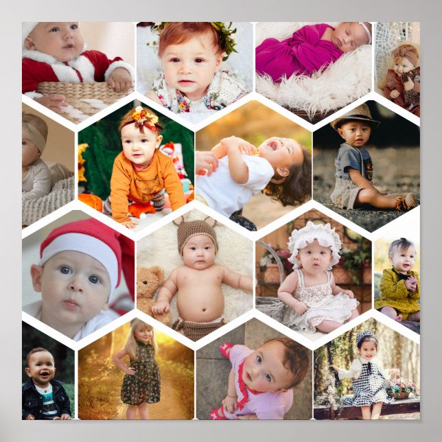 Hexagon Foto Collage Poster (Vorne)