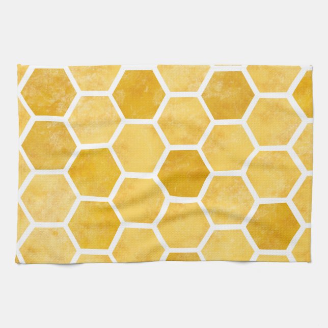 Hexagon-Gelbe Wabenküche Küchentücher (Horizontal)