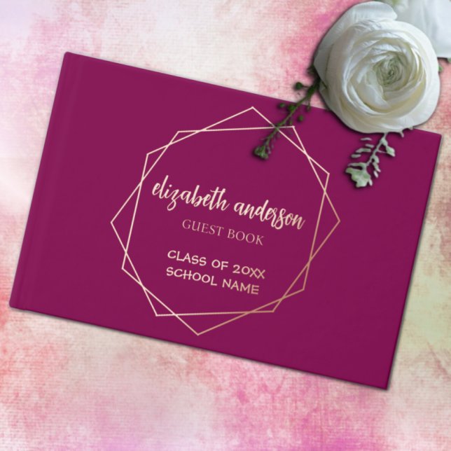 Hexagon Geometric Frame Abschluss Gästebuch (Von Creator hochgeladen)