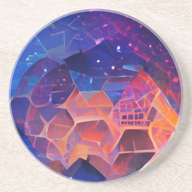 Hexagon geometrische Farbraumgestaltung blau lila Getränkeuntersetzer (Vorne)