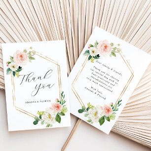 Hexagon Gold Frame Blush Rose Floral Merci