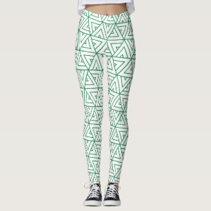 Hexagon Green White Minimal Muster Leggings