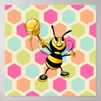 Hexagon Hintergrund mit Honey Bee