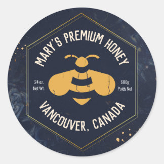 Hexagon Honey Bee Logo Honey Jar Runder Aufkleber