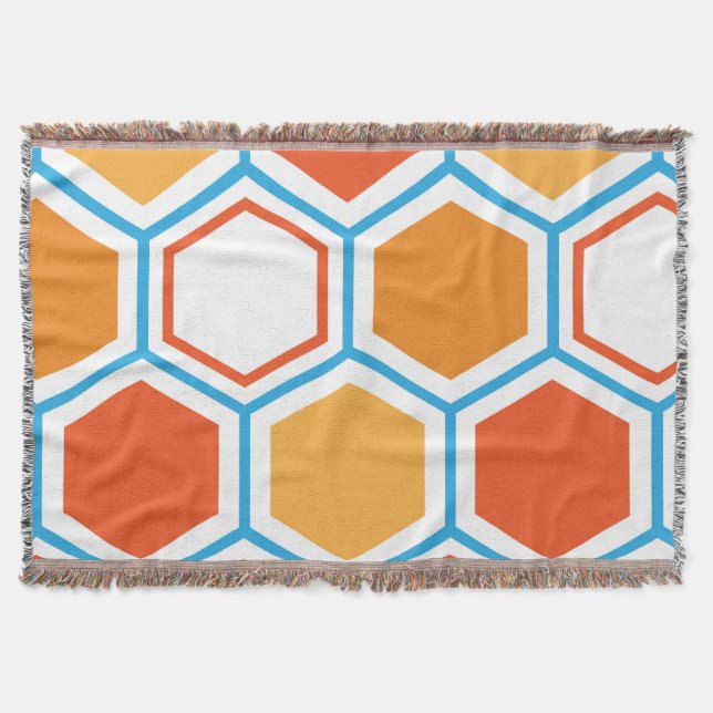 Hexagon in orange, blue and white decke (Vorderseite)