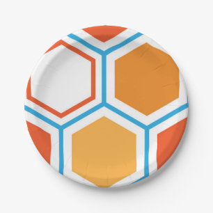Hexagon in orange, blue and white pappteller