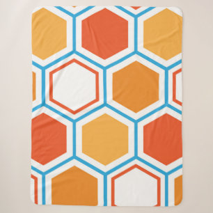 Hexagon in orange, blue and white sherpadecke