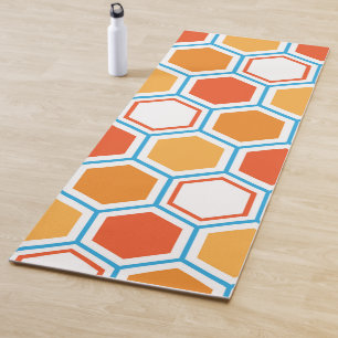Hexagon in orange, blue and white yogamatte