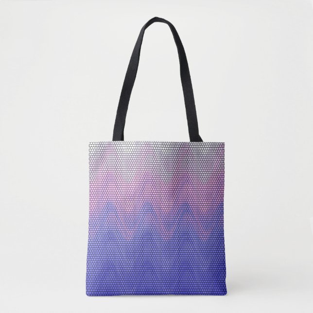 Hexagon Lila rosa Abstraktes Muster Tasche (Vorderseite)