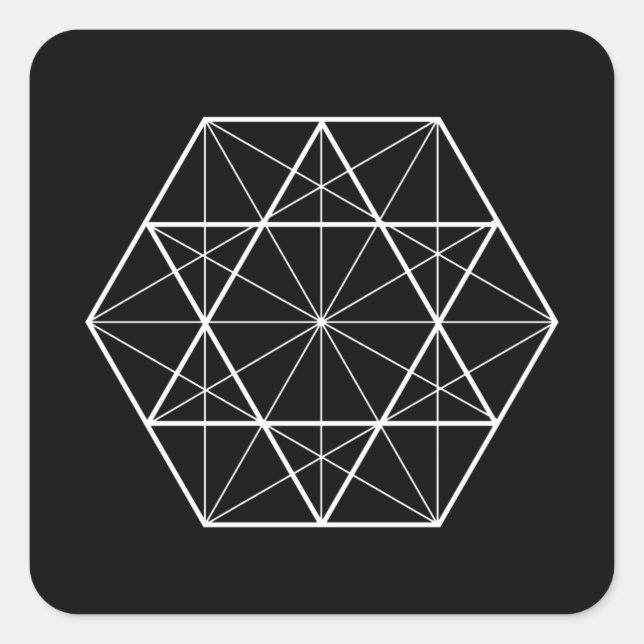 Hexagon-Linien heilige Geometrie Quadratischer Aufkleber (Vorderseite)