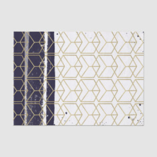 Hexagon Modern Navy Blue Gold Geometric Wedding Seidenpapier
