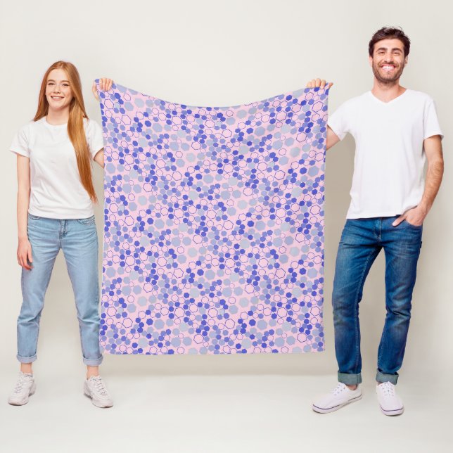 Hexagon Muster 01b.Blau. Lpink BG Fleecedecke (Beispiel)
