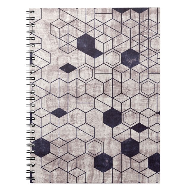 Hexagon-Muster, isometrisch, grungenhaft Notizblock (Vorderseite)